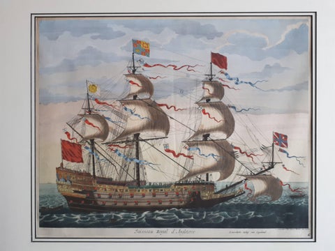 Antique Print of the Royal Flagship of the English Fleet by P. Mortier, c.1693, view 2
