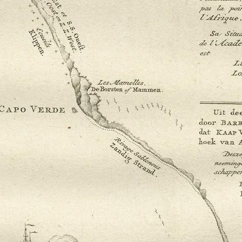 Antique Map of the Coast of Cape Verde by J. Van Der Schley, circa 1750, close-up 2