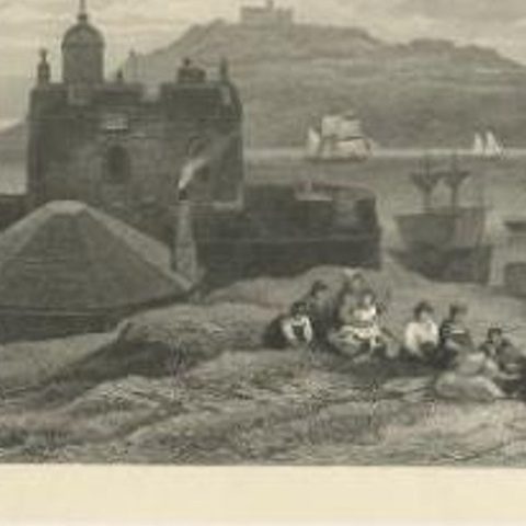 Antique Maritime Print with Various Vessels, circa 1860, close-up 1