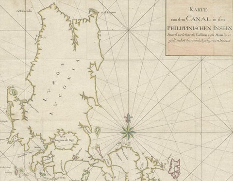 Large German Chart of the Philippines with Hand-Colored Borders, 1763, close-up 2