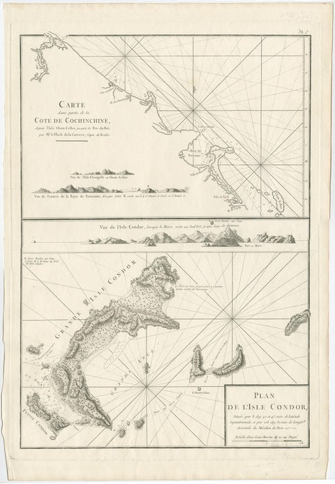 Old Sea Charts of Tourane Bay & the Con Dao Islands 'Pulo Condor', Vietnam, 1780, view 2