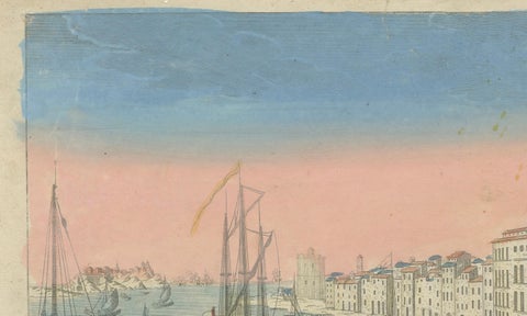 The Port of Marseille, 18th Century Hand-Colored Engraving by Daumont, Paris, close-up 5