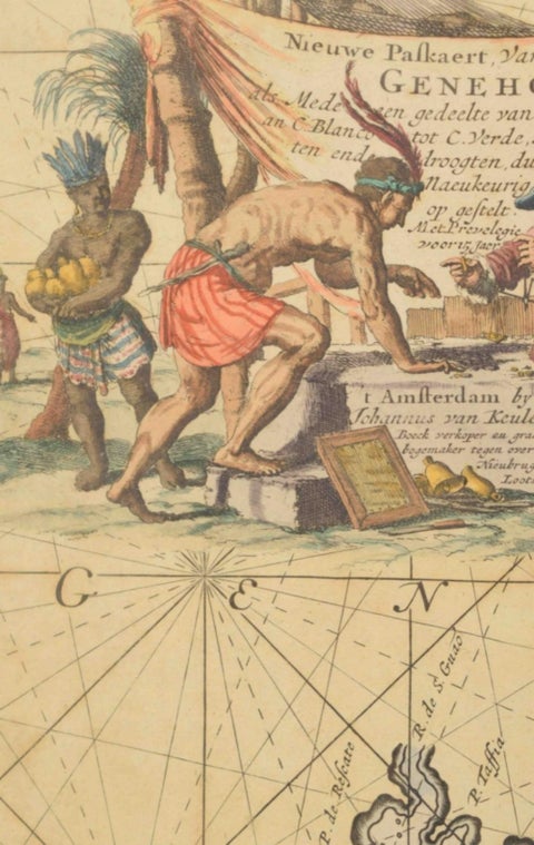 Original Hand-Coloured Nautical Chart of West-Africa, c.1680, view 3
