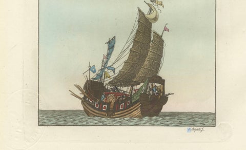 Chinese Junks and Sailing Vessels, Ferrario Il Costume Antico e Moderno, 1815, close-up 5
