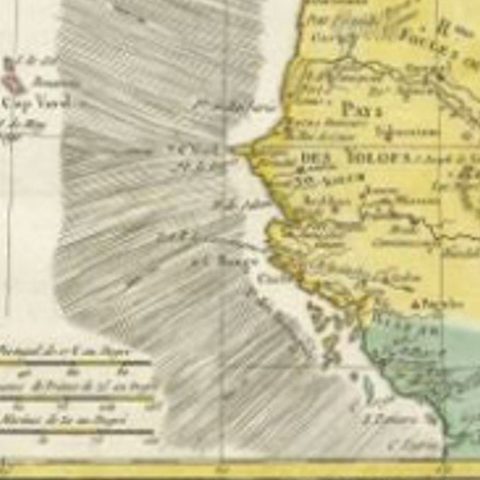 Antique Map of the Coast of Northwest Africa by Dien, 1820, close-up 1