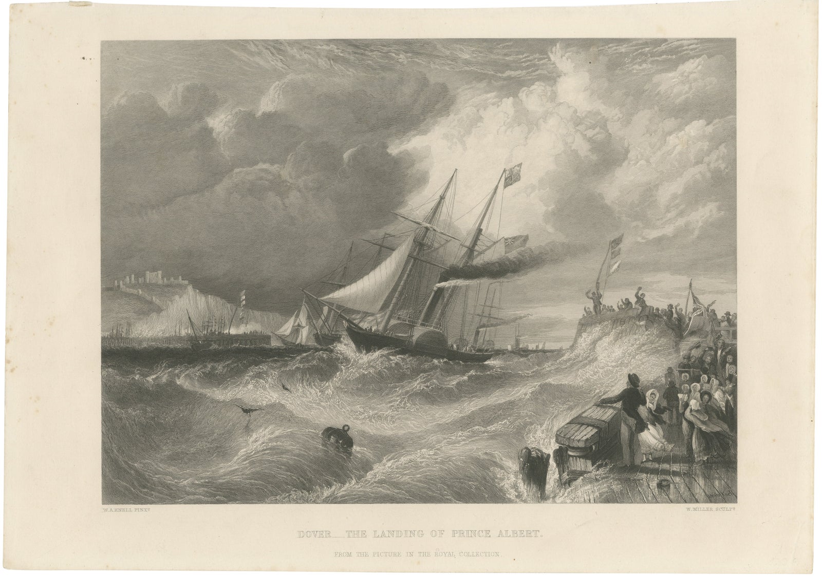 Prince Albert Landing at Dover, Royal Maritime Engraving, c.1840