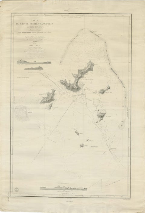 Large Chart of the Gambier Islands, Tuamotu Archipelago, French Polynesia, 1838, view 2
