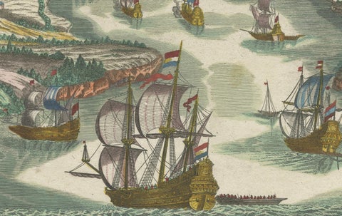 Dardanelles Strait, Ottoman Turkey, Probst Optical View with Ships, c.1770, close-up 5
