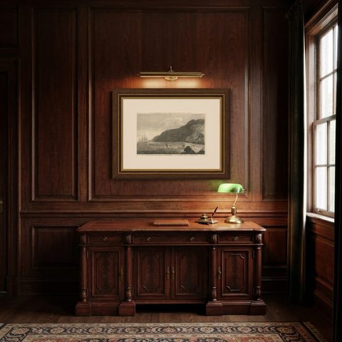 Final Voyage: The Death of Captain Cook at Kealakekua Bay, Hawaii, 1779, shown framed in a room