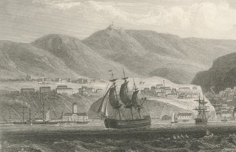 Rare Antique Engraving, Havana, Cuba, Harbor and City Landscape, 1867, close-up 1