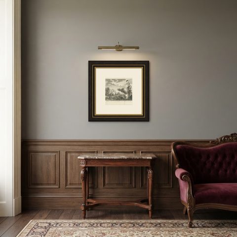 Six Galleys Sunk by the Dutch Fleet in 1602: A Dramatic Naval Victory, ca. 1750, shown framed in a room