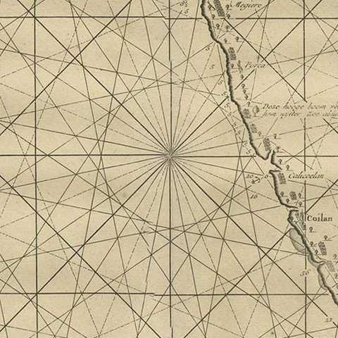 Antique Map of Malabar Coast by Valentijn, 1726, close-up 2