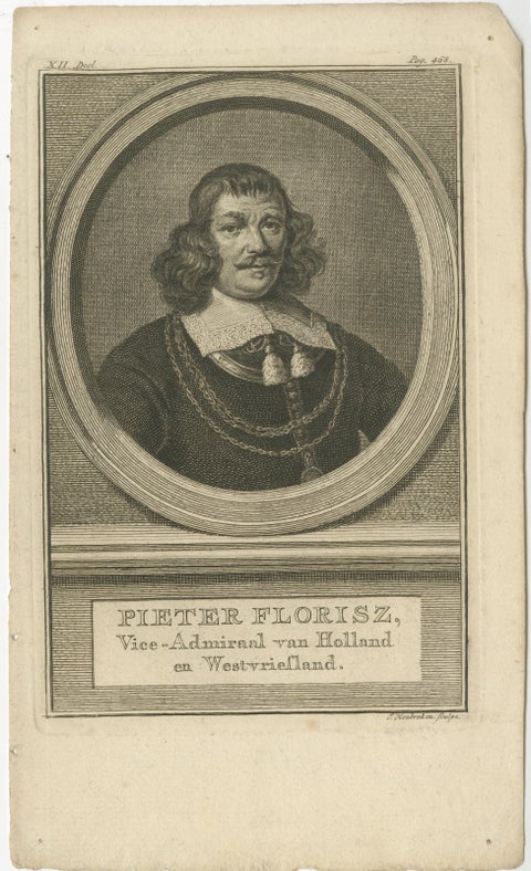 Dutch Naval Leaders, Florisz, Sweers, and Van Nes, c.1750 Copper Engravings, view 2