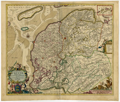 Large Copper Engraved Map of the Coastline of Friesland and Terschelling, c.1670, view 2