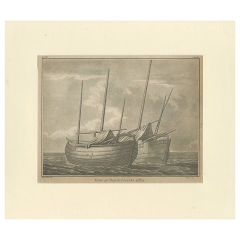 Views of Dutch Vessels, Maritime Engraving after 1684 Drawing, Published 1802