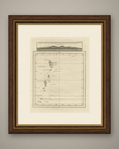 Map of the East Coast of Hanshu or Honshu & a View of the Japanese Coast, 1803, shown framed