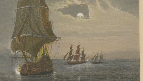French-British Naval Battle of Negapatam, India, c.1840, close-up 1