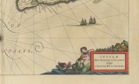 Blaeu Map of Île de Ré & Oléron, La Rochelle Coast France, c.1642, close-up 4