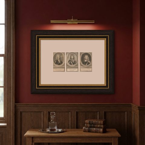 Naval Commanders of Zeeland, Gelein & Kornelis Evertsen, Adriaan Bankert, c1750, shown framed on a wall