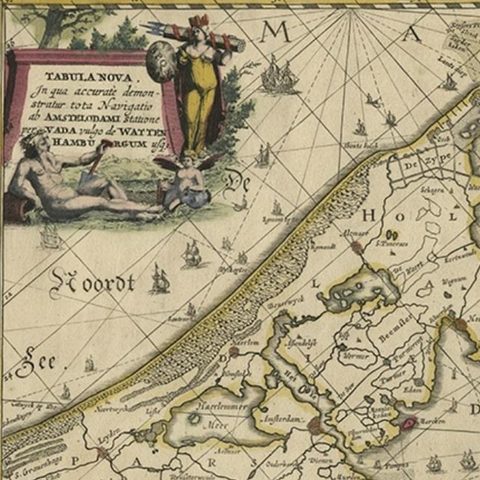 Antique Engraving of Dutch and German North Sea Coast of Friesland, ca.1680, close-up 2