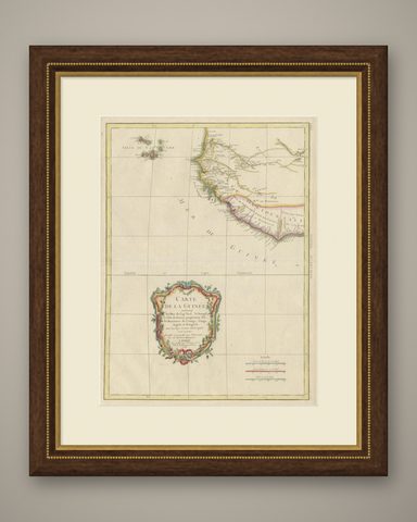 Antique Map of the Coast of Guinea and the Cape Verde Islands, shown framed