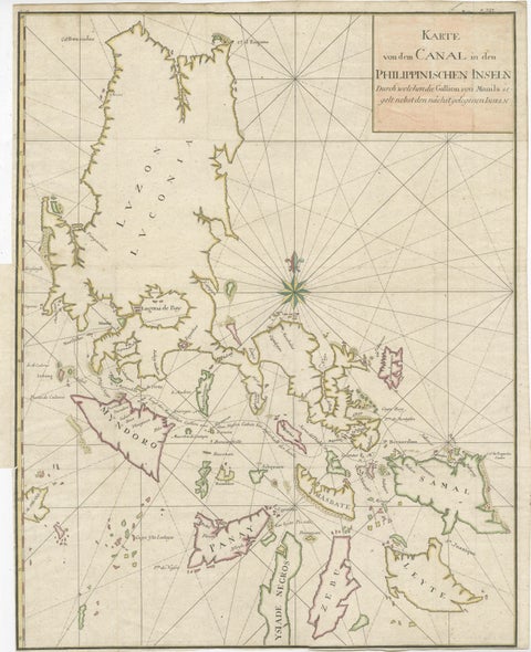 Large German Chart of the Philippines with Hand-Colored Borders, 1763, view 2