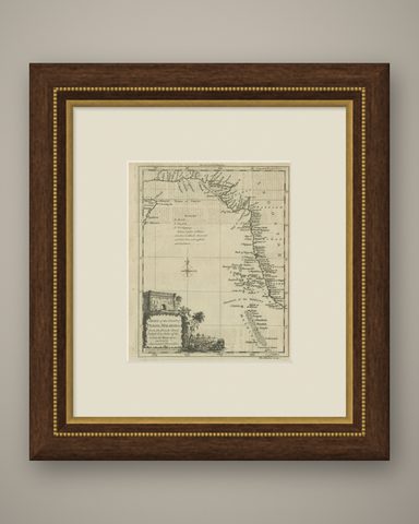 Antique Map of the Coast of Southwest Asia by Kitchin, c.1770, shown framed