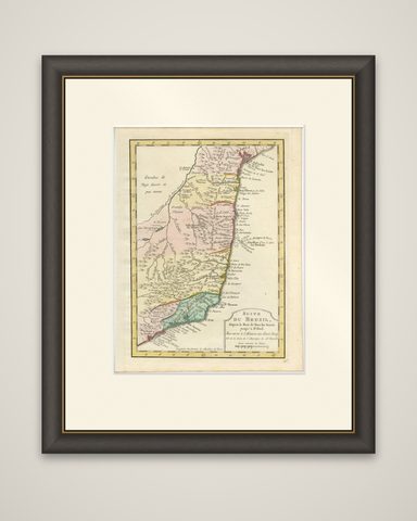 Antique Map of the Brazilian Coast by A. Van Krevelt, shown framed