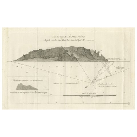 Old Print of the North-West Coast of Masafuero or Alejandro Selkirk Island, 1774