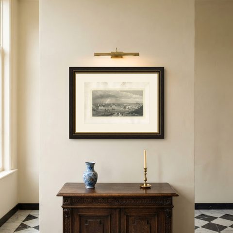 Antique Maritime Print by Prior, circa 1860, shown framed on a wall