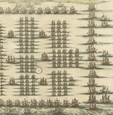Antique Print of the Fleet of William III of Orange by Merian 'c.1700', view 4