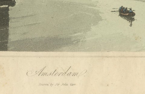 Antique View of Amsterdam with Sailing Boats, Hand-Colored Print c.1818, close-up 5