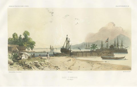 Antique Print of the Port of Ambon by D'Urville, circa 1850, view 2