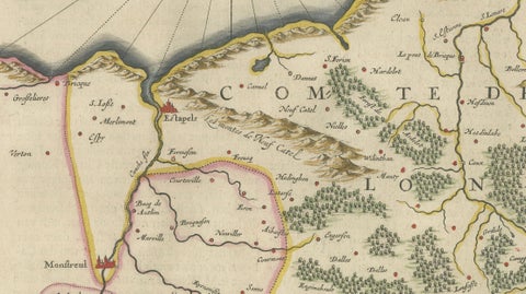 Blaeu Map of Boulogne & Calais Coast, Maritime France, Ships c.1642, close-up 3