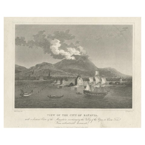 Antique Print of the Harbour Sunda Kelapa of Batavia in the Dutch Indies, 1826