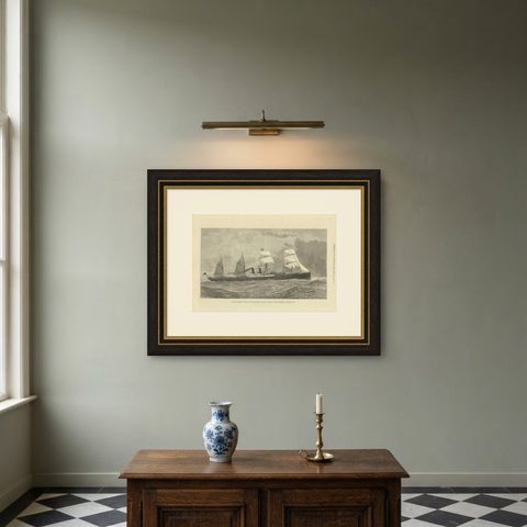 Antique Print of the New Steamship 'Orient', 1879, shown framed on a wall