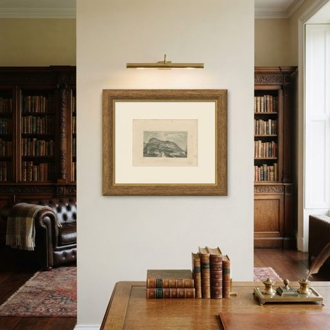 Antique Print of the Harbour of Gibraltar by Kelly, c.1840, shown framed on a wall
