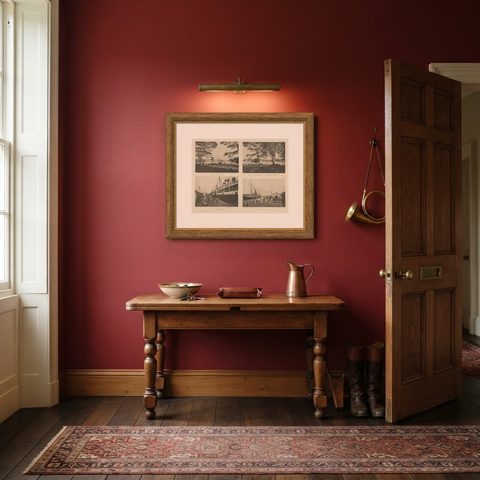 Rare Harbour Views of Colonial Singapore, 1907, shown framed in a room