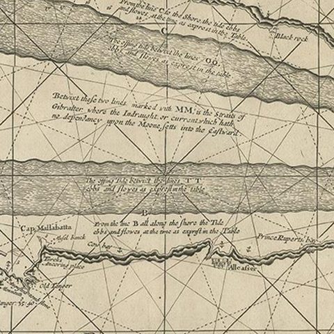 Antique Map of the Straits of Gibraltar by J. Gascoyne, circa 1716, close-up 2