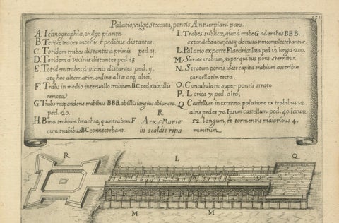 Duke of Parma’s 1585 Ship Bridge Plan: Siege of Antwerp Engineering Print, close-up 1
