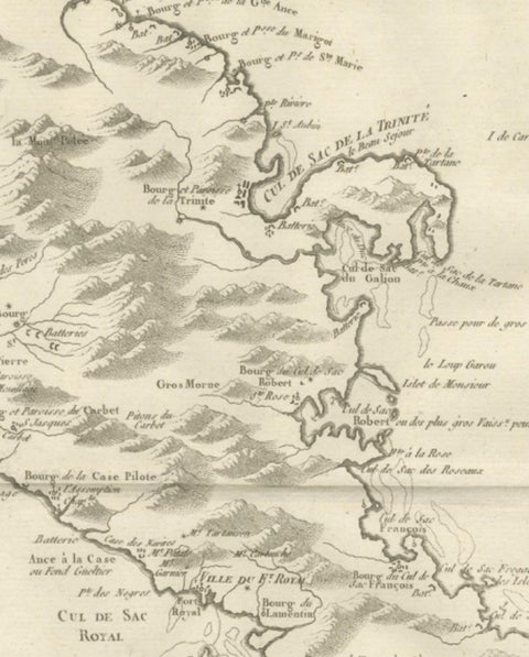 Antique Map Martinique Caribbean Island Chart, Rigobert Bonne French Map, c.1780, view 5