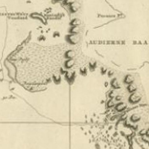 Antique Map of the Coast of Kerguelens Island by Cook, 1803, close-up 1