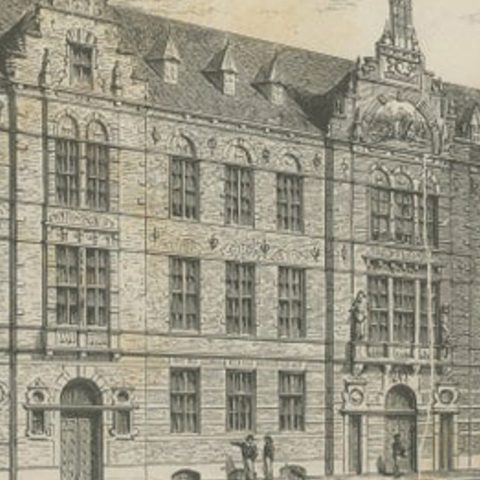 Antique Print of the Former Maritime Academy of Amsterdam, c.1890, close-up 2