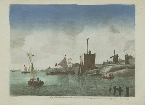 Original Hand-Colored Optica View of the Coast of Zeeland, The Netherlands, close-up 1