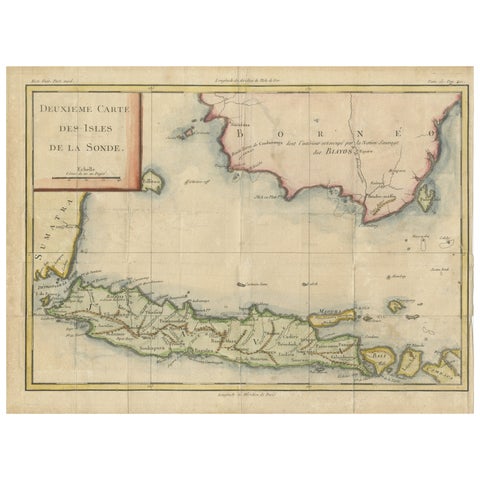 Java and Bali with Borneo Coast, 18th Century French Colonial Map