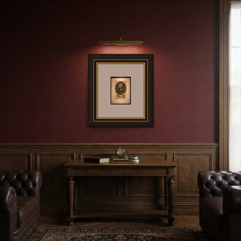 Horatio Nelson Portrait, Trafalgar Engraving, Naval Hero, 1819 London, shown framed in a room