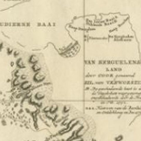 Antique Map of the Coast of Kerguelens Island by Cook, 1803, close-up 2