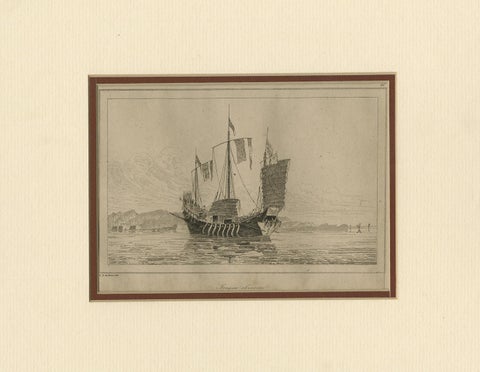 Antique Print of a Chinese Sailing Ship, 1840, view 4