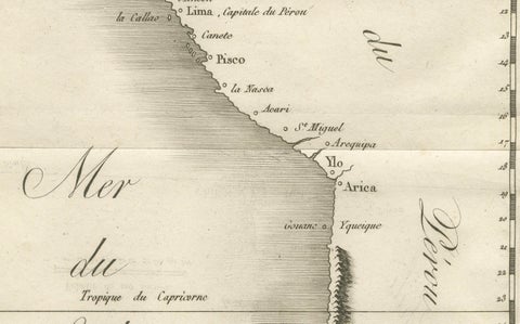 Antique Map of the Coast of Peru and Chile, Detailing Ports & Coastlines, c1760, close-up 3
