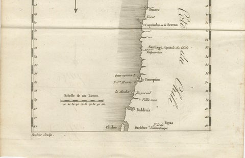Antique Map of the Coast of Peru and Chile, Detailing Ports & Coastlines, c1760, close-up 5